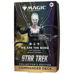 Release Date: 11/13/2026.

<p>Resistance is futile! Assimilate your opponents with the <strong>Magic: The Gathering | Star Trek – We Are the Borg Collector's Edition Commander Deck</strong>! Led by the fearsome Borg Queen, this premium 100-card deck focuses on creating powerful Borg tokens, overwhelming enemies, and assimilating opposing creatures into your growing Collective. Every card features a stunning Surge Foil treatment, including a borderless foil commander, making this deck a must-have for Star Tr