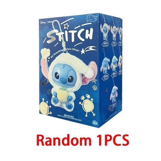 Unbox a delightful bedtime surprise with Miniso’s Disney Stitch “Eat Something Before Sleep” Vinyl Plush. Each box contains one randomly selected Stitch figure in a whimsical “just before bed” theme, showcasing cozy attire and snack-time charm. With playful detailing and Disney-approved design, every unboxing brings a smile.

Compact Size – Approximately 12 cm / ~4.7 in tall, making it ideal as a display collectible, keychain charm, or shelf accent