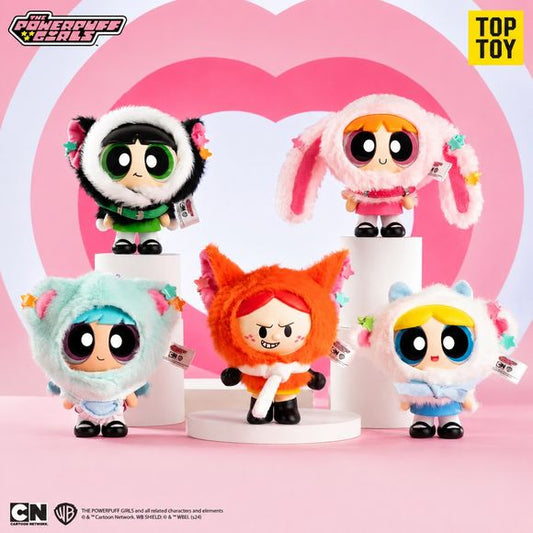 The Powerpuff Girls get an adorable animal-inspired makeover with the TOP TOY MGL Powerpuff Girls Animal Cape Series! Each blind box contains 1 random plush figure keychain featuring a Powerpuff Girls character dressed in a soft and fuzzy animal cape.

This collection gives familiar characters a playful new look with fluffy textures, colorful animal ears, tiny accessories, and signature character details. Each plush also includes an attached keychain, making it perfect for displaying on bags, backpacks, or