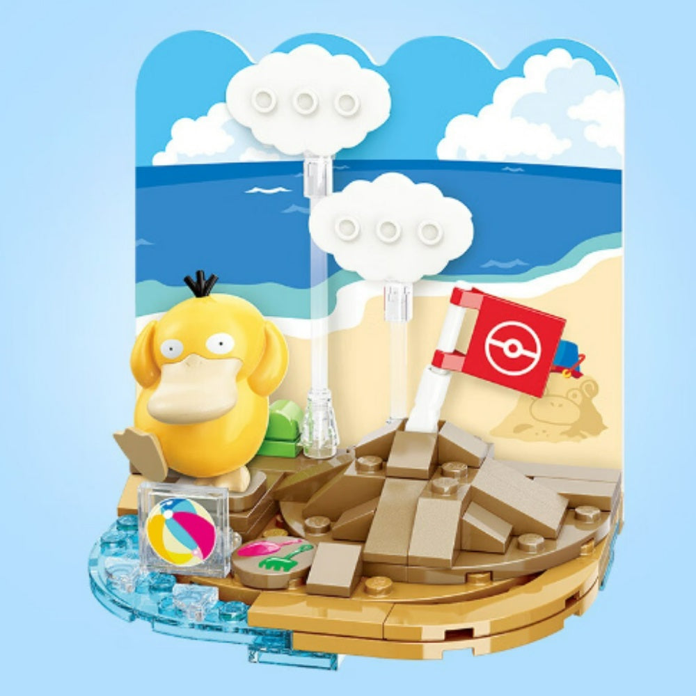 <p>Enjoy a relaxing day at the beach with the <strong>Keeppley Pokemon Psyduck Leisurely Build Sand Castle Building Set</strong>! Featuring the lovable and perpetually confused Duck Pokemon, this officially licensed Pokemon building set captures Psyduck enjoying a sunny seaside adventure in an adorable miniature beach scene.</p>

<p>This charming 91-piece building set features Psyduck sitting beside a detailed sandcastle, surrounded by translucent blue water pieces that recreate the appearance of gentle oce