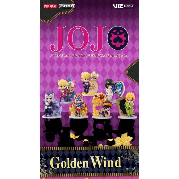 Enter the stylish world of JoJo’s Bizarre Adventure: Golden Wind with this officially licensed blind box figure series from GONG! Featuring fan-favorite characters from Part 5 of the legendary anime and manga series, these collectible mini figures bring the dramatic poses, iconic fashion, and Stand powers of Golden Wind to life in adorable stylized form.

The lineup includes Giorno Giovanna, Bruno Bucciarati, Guido Mista, Narancia Ghirga, Leone Abbacchio, and more, each paired with beautifully designed disp