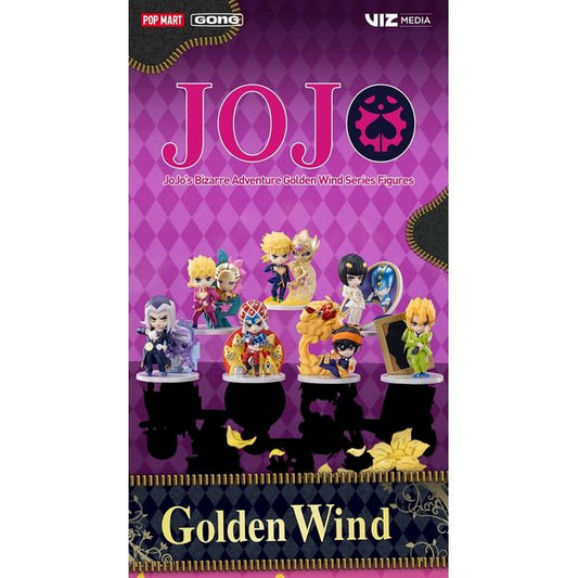 Enter the stylish world of JoJo’s Bizarre Adventure: Golden Wind with this officially licensed blind box figure series from GONG! Featuring fan-favorite characters from Part 5 of the legendary anime and manga series, these collectible mini figures bring the dramatic poses, iconic fashion, and Stand powers of Golden Wind to life in adorable stylized form.

The lineup includes Giorno Giovanna, Bruno Bucciarati, Guido Mista, Narancia Ghirga, Leone Abbacchio, and more, each paired with beautifully designed disp