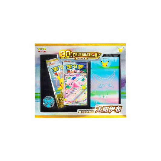<p>Celebrate Pokémon's 30th Anniversary with the <strong>Pokémon TCG Simplified Chinese 30th Celebration Espeon ex Deluxe Deck Set</strong>!</p>

<p>This special Mainland China release features a ready-to-play <strong>Espeon ex deck</strong> along with premium Espeon-themed accessories and two 30th Celebration booster packs.</p>

<p>The included deck is built around <strong>Espeon ex</strong>. Its Solar Strike attack can deal damage based on the number of Pokémon you have in play, rewarding players for quic