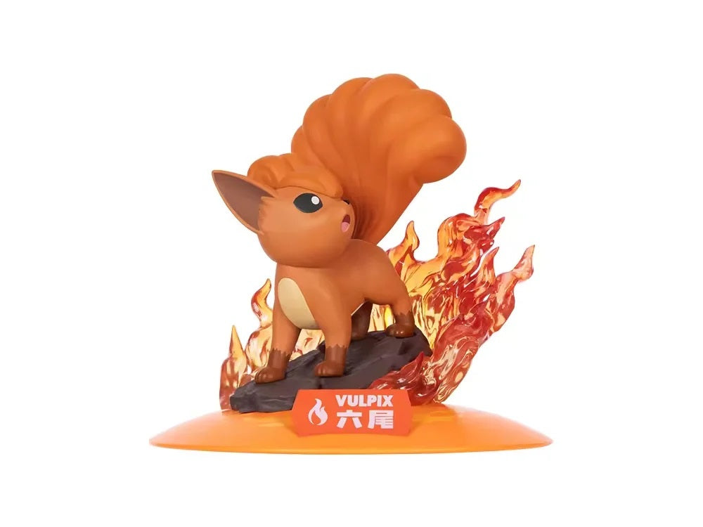 Ignite your Pokémon collection with the Funism Twinkmont Pokémon Vulpix Prime Figure! This premium mini PVC statue captures the beloved Fire-type Pokémon standing proudly atop a rocky base, surrounded by beautifully sculpted translucent flame effects. Standing approximately 4 inches tall, this officially licensed Pokémon collectible features vibrant colors, exceptional detailing, and an elegant pose that perfectly showcases Vulpix's iconic curled tails and charming expression.

Part of Funism's popular Twin