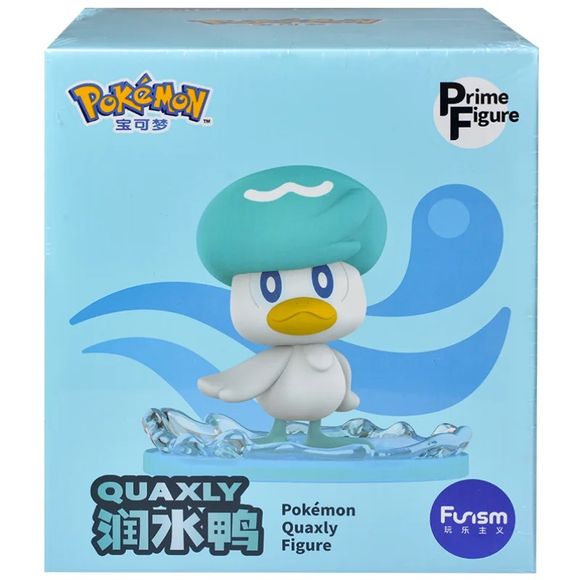 Time to hit the water! Quaxly has joined the Pokemon Prime Figure collection! This figure depicts the Water Pokemon splashing in a puddle of water after a gentle summer rain storm. Order yours today and add Quaxly to your roster!

Add to your Pokemon collection with these adorable figures from Funism! Each Pokemon Prime Figure stands around 6 inches tall and features a base with character specific effects molded in.  Approximately 16.3cm (6.41 inches) tall.
