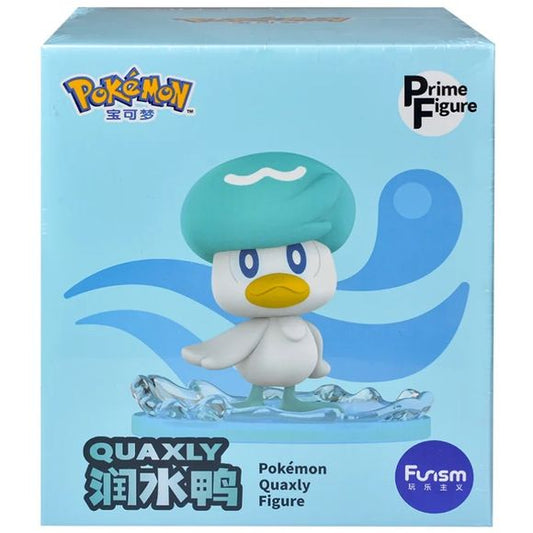 Time to hit the water! Quaxly has joined the Pokemon Prime Figure collection! This figure depicts the Water Pokemon splashing in a puddle of water after a gentle summer rain storm. Order yours today and add Quaxly to your roster!

Add to your Pokemon collection with these adorable figures from Funism! Each Pokemon Prime Figure stands around 6 inches tall and features a base with character specific effects molded in.  Approximately 16.3cm (6.41 inches) tall.