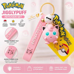 Take your favorite Pokémon wherever you go with this adorable Jigglypuff Vinyl Keychain from Langbowang! Featuring a cute 3D Jigglypuff charm, a soft pink strap with raised rubber lettering, a Pokémon logo charm, and themed accessory details, this collectible keychain is the perfect way to add a touch of Pokémon fun to your everyday essentials.

Crafted from durable vinyl and soft rubber materials, this keychain combines vibrant colors, premium detailing, and lightweight portability. Attach it to your keys,