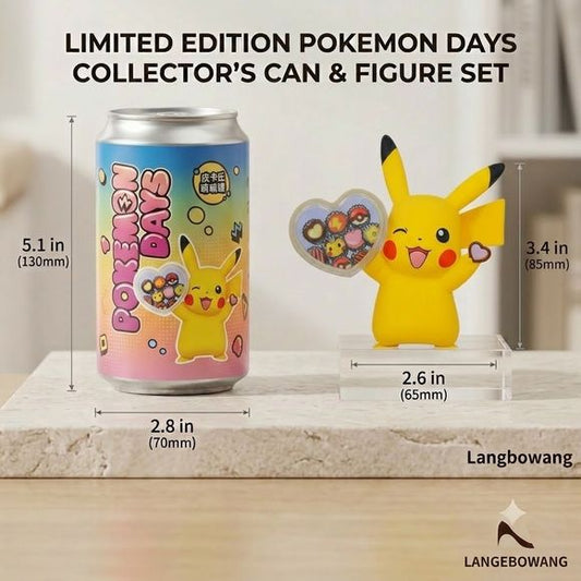 Share a little Pokémon sweetness with this adorable Pokémon Days Chocolates Pikachu Figure & Collector Can Set from Langbowang! Featuring a cheerful Pikachu holding a heart-shaped box of Pokémon-themed chocolates and a matching heart-shaped candy in its paw, this charming display piece is full of personality and perfect for fans of the beloved Electric-type Pokémon.

Designed with bright colors and playful details, Pikachu's happy wink and candy-themed accessories make this figure a standout addition to any