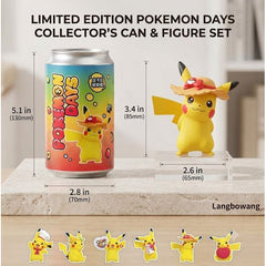 Celebrate Pokémon Days with this adorable Limited Edition Pikachu Collector’s Can & Figure Set! This exclusive collectible features a detailed Pikachu figure wearing a charming commemorative hat, paired with a colorful Pokémon-themed collector can designed for display and collecting.

The premium display figure showcases Pikachu in a cheerful pose, while the decorative collector can features vibrant artwork inspired by the special Pokémon Days celebration. Whether displayed on a shelf, desk, or alongside ot