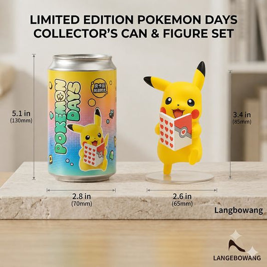 Enjoy a quiet moment with Pikachu in this charming Pokémon Days Reading Pikachu Figure & Collector Can Set from Langbowang! Featuring Pikachu happily reading a heart-themed book while standing on a clear display base, this adorable collectible captures a playful and thoughtful side of the beloved Electric-type Pokémon.

The figure showcases Pikachu holding an open book decorated with colorful hearts and a Poké Ball-inspired design, creating a unique display piece that's perfect for Pokémon fans, readers, an