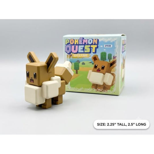 Bring one of Pokémon's most beloved characters to your collection with this Langbowang Pokémon Quest Series Figure featuring Eevee. Inspired by the charming block-style world of Pokémon Quest, this collectible reimagines the Evolution Pokémon with a unique cube-shaped design while preserving its adorable features and unmistakable personality.

Standing approximately 2.25 inches (5.7 cm) tall, Eevee features the signature Pokémon Quest aesthetic with pixel-inspired details, oversized fluffy collar, and expre