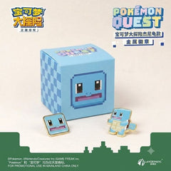 Make a splash with this officially licensed Pokémon Quest Squirtle Metal Pin! Inspired by the block-style artwork from the popular Pokémon Quest game, this collectible enamel pin features Squirtle's iconic cube-inspired design with vibrant colors and a premium metal finish.

Perfect for Pokémon fans and collectors, this pin is a great accessory for backpacks, jackets, hats, lanyards, display boards, or pin collections. Its durable construction and secure butterfly clutch backing make it ideal for everyday w