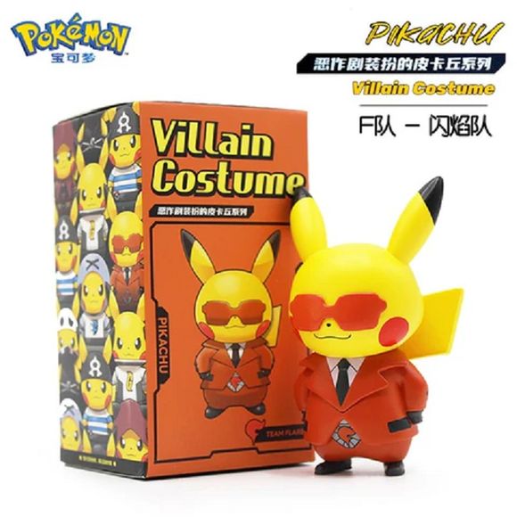 What if Pikachu joined the villain teams? The Pokémon Villain Costume Pikachu series reimagines everyone’s favorite Electric-type Pokémon dressed in outfits inspired by iconic villain organizations from the Pokémon universe!

This fun collectible figure lineup features Pikachu wearing stylized costumes inspired by infamous teams such as Team Flare and other villain-themed looks, complete with matching accessories, sunglasses, uniforms, and playful expressions. The compact figure design and colorful packagin