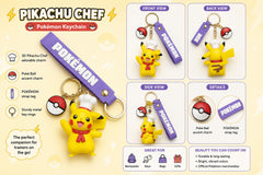 Add a dash of Pokémon fun to your everyday accessories with this adorable Pikachu Chef Keychain! Featuring Pikachu dressed in a chef's hat and red neckerchief, this charming 3D keychain is ready to bring a smile wherever you go.

The keychain includes a detailed Pikachu figure, a classic Poké Ball charm, and a durable Pokémon-branded wrist strap for easy carrying and attachment to keys, backpacks, purses, or luggage. Crafted from soft-touch PVC with vibrant colors and officially licensed Pokémon styling, it