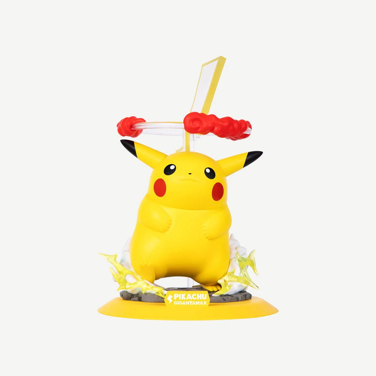 Celebrate one of Pokémon's most unforgettable Gigantamax transformations with this stunning Funism Twinkmont Shining Moment Gigantamax Pikachu Figure! Standing approximately 5.4 inches (135 mm) tall, this officially licensed collectible captures Gigantamax Pikachu in an electrifying display, complete with translucent lightning effects and a glowing lightning bolt backdrop inspired by its powerful G-Max Volt Crash attack.

Featuring exceptional sculpting, vibrant paintwork, and dynamic effect parts, this pre
