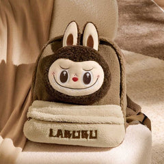 POP MART Labubu Classic Bag Series LABUBU Berber Fleece Backpack Brown AUTHENTIC