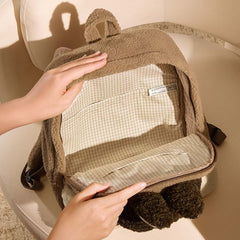 POP MART Labubu Classic Bag Series LABUBU Berber Fleece Backpack Brown AUTHENTIC