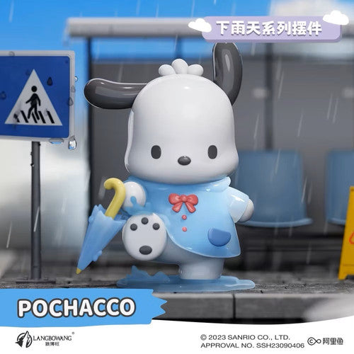 Bring a little sunshine to rainy days with this adorable Pochacco Rainy Day Series Figure from Langbowang! Dressed in a charming blue raincoat and carrying a matching umbrella, Pochacco is ready to splash through puddles while keeping his cheerful spirit intact. The detailed scene captures a cozy rainy-day moment, complete with water puddle effects and Pochacco's signature lovable expression.

With its soft pastel colors and whimsical design, this figure makes a delightful addition to any Sanrio collection.