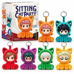 <p><strong>Each box contains 1 random plush keychain. Specific characters cannot be selected.</strong></p>

<p>Bring a cute twist to the world of <strong>Jujutsu Kaisen</strong> with the <strong>EAKI Sitting Cat Party Plush Keychain Blind Box Series</strong>!</p>

<p>This officially licensed collection features fan-favorite Jujutsu Kaisen characters reimagined in adorable seated cat costumes. Each plush combines a soft, fuzzy body with detailed character face styling, embroidered paw pads, cat ears, and a b