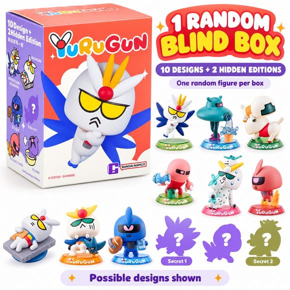 <p><strong>Each box contains 1 random figure. Specific designs cannot be selected.</strong></p>

<p>Add a fun and quirky twist to your Gundam collection with the <strong>YuRuGun Gundam Blind Box Figure</strong> series!</p>

<p>This officially licensed collectible series reimagines iconic Mobile Suits from the Gundam universe in a humorous, stylized format. Each figure features a playful scene or pose, giving familiar designs like Gundam, Freedom Gundam, Gouf, Char's Zaku, Gyan, Zeta Gundam, Big Zam, GM, Uni