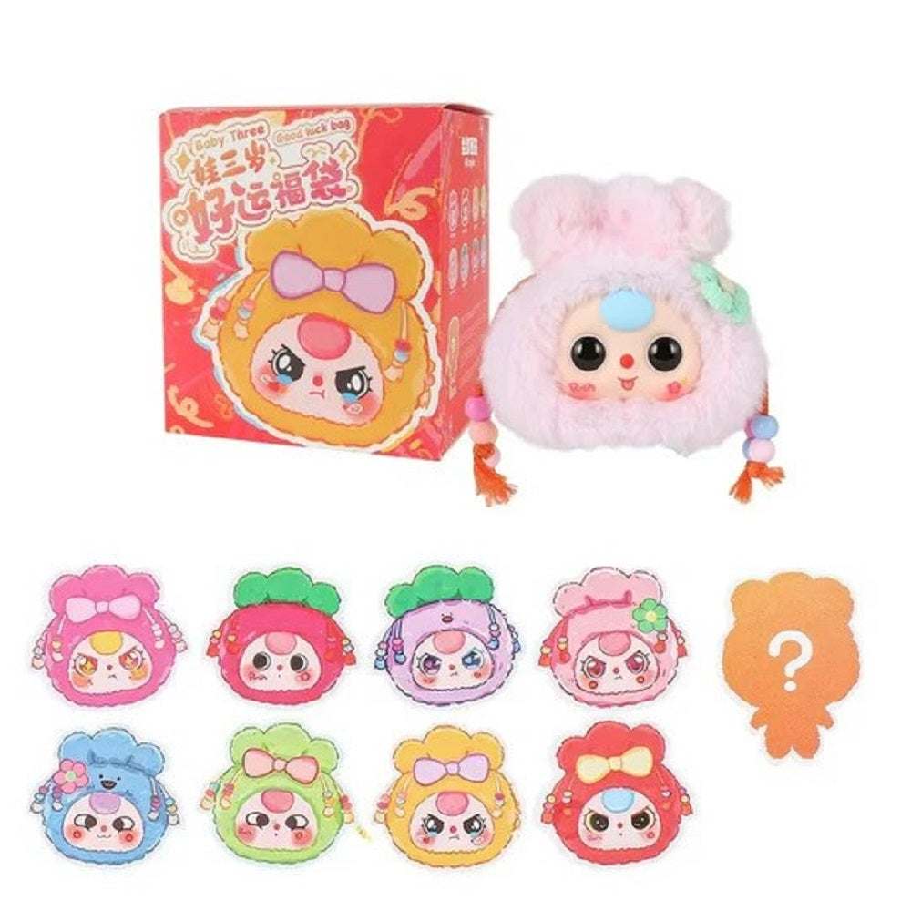 Discover a world of surprise and charm with the Baby Three Lucky Bag Plush Blind Box. (“Lucky Bag” because what you get inside is a mystery!) Each blind box includes one plush chosen at random from a collection of eight adorable regular designs—and there’s a rare secret figure hiding somewhere in the mix. Perfect for collectors of cute plushies, mystery toys, or anyone who loves a fun reveal.