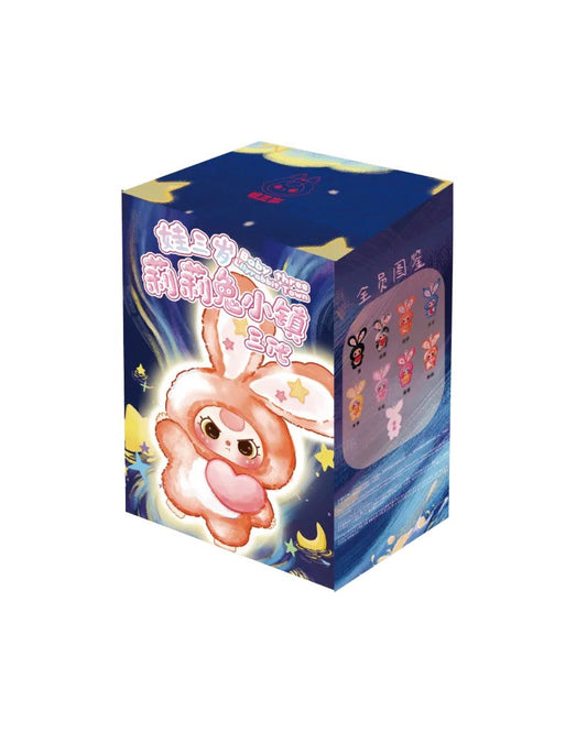 Bring a hop of joy to your collection with the Baby Three Lily Rabbit Town V3 Plush Blind Box! This whimsical series invites you into a rabbit-inspired wonderland where every plush has its own charm, story, and style. Each blind box holds one of nine possible figures — eight regular ones plus a rare secret edition — making each unboxing an adventure full of possibility.

Crafted with soft plush materials, vivid pastel palettes, and charming rabbit-town design elements, these characters are as perfect for di