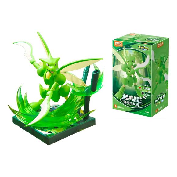 <p>Add the razor-sharp <strong>Scyther</strong> to your Pokémon collection with the <strong>Blokees Pokémon Classic Version-L Scyther Figure</strong>!</p>

<p>This officially licensed Pokémon collectible recreates Scyther in Blokees' larger <strong>Classic Version-L</strong> format, giving the fan-favorite Bug- and Flying-type Pokémon an impressive presence on display.</p>

<p>Scyther features articulated joints for dynamic posing along with its signature scythe-like arms, insect wings, and bright green col