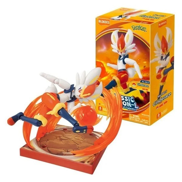 <p>Add the fiery striker <strong>Cinderace</strong> to your Pokémon collection with the <strong>Blokees Pokémon Classic Version-L Cinderace Figure</strong>!</p>

<p>This officially licensed Pokémon collectible recreates Cinderace in Blokees' larger <strong>Classic Version-L</strong> format, featuring its athletic build, signature orange-and-white coloring, and dynamic soccer-inspired battle style.</p>

<p>Cinderace is posed in an energetic action scene with translucent flame effect parts and a detailed disp
