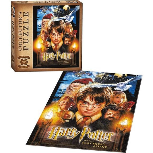 Relive the excitement of Harry Potter and the Sorcerer's Stone Collectors Puzzle as Harry Potter discovers his first year at Hogwarts and takes on him magical education with Ron Weasley and Hermione Granger in this 550 piece puzzle. 18" x24" Finished Size, Full Color