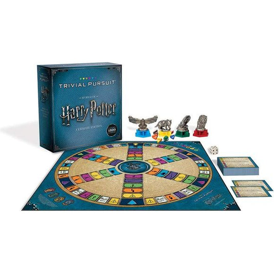 Harry Potter fans test their knowledge of all 8 Harry Potter movies with Trivial pursuit: world of Harry Potter ultimate edition. Move around the board with house crest movers as you answer questions and collect “wedges”. Includes 1800 questions to challenge the ultimate Harry Potter fan. Categories include magical locations, magical people, objects & artifacts, animals & magical creatures, the dark arts, and spells & potions. Ages 8+ 2+ Players. English.