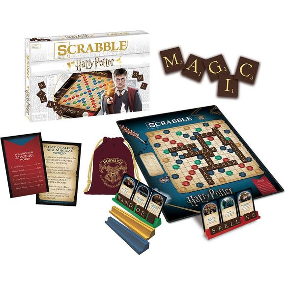 An enchanting twist on the traditional word game, SCRABBLE: World of Harry Potter puts your knowledge of the Wizarding World to the test. Strategically play both regular words and your favorite Harry Potter words to score high. Customize your game with Harry Potter cards and Magical Bonus cards to score even higher and win the game!