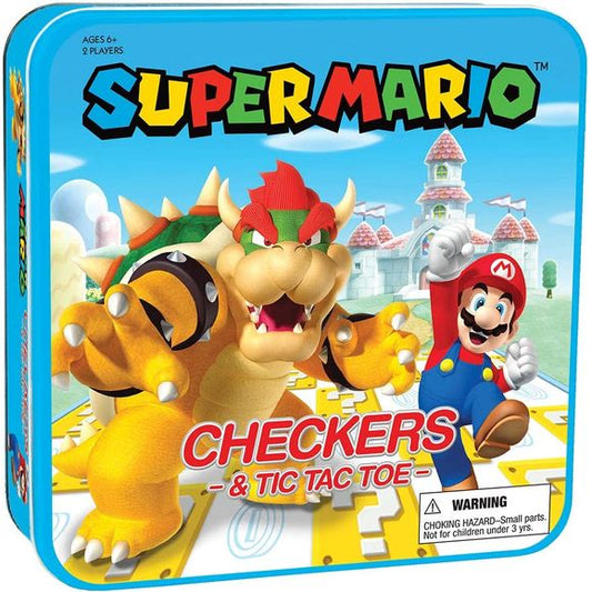Join Mario and Bowser and celebrate one of the greatest rivalries in video games with this collectible Super Mario & Bowser Checkers / Tic-Tac-Toe set. Power up your video game collection with this fun spin on classic games – it’s as much fun to display as it is to play! The checkers set features the Mushroom Kingdom's ultimate hero and villain in this fun twist on two classic strategy games! Leave the capturing up to Super Mario and Bowser as players jump, collect, and "King" their custom game pieces acros