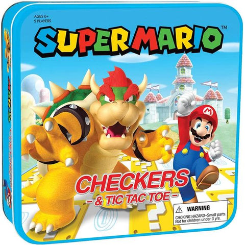 Nintendo Super Mario vs. Bowser Checkers & Tic Tac Toe Game Tin | Galactic Toys & Collectibles
