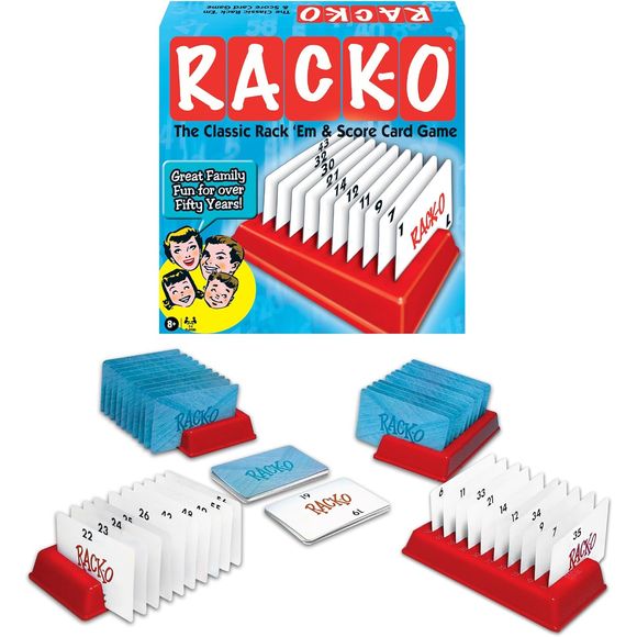 The Classic Rackem & Score card game. Players randomly slot 10 cards in their rack. The race then begins to draw and discard until one player positions 10 cards in numerical sequence.

PLAYER SPECIFICATIONS: Designed for 2 to 4 players, recommended for ages 8 and up, providing engaging entertainment for children and adults alike