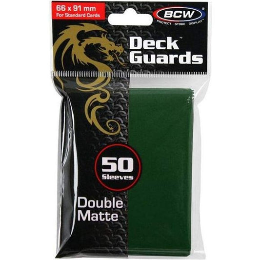 Deck Guards are firm enough to protect your cards' corners while the matte finish makes them shuffleable and easy to handle. Clear matte front helps make your cards legible from across the table. Strong seams and sturdy material means you won'tbow out before you're done. These card sleeves will turn heads as you crank up your game and tack another victory on your scorecard. Give your other sleeves the boot and tap into your unspent power in BCW's Double Matte Deck Guards.