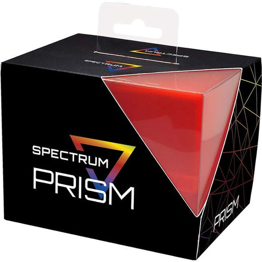 The Infra Red Prism Deck Cases are made of strong, translucent plastic, and have a matte shell. These boxes hold a deck of cards in a horizontal format, which makes it easy to remove the cards. The boxes have a secure snap closure, and squeeze to open. The fit will not allow the case to open accidentally, so cards stay safe during transport. Sized to hold 100 standard double-sleeved cards, the Prism cases are perfect for a variety of games, from Commander decks for Magic the Gathering, to constructed Flesh 