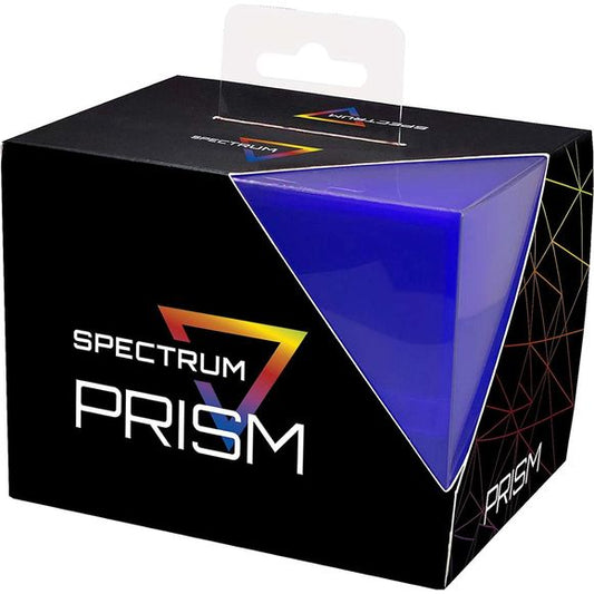 The Cobalt Blue Prism Deck Cases are made of strong, translucent plastic, and have a smooth shell. These boxes hold a deck of cards in a horizontal format, which makes it easy to remove the cards. The boxes have a secure snap closure, and squeeze to open. The fit will not allow the case to open accidentally, so cards stay safe during transport. Sized to hold 100 standard double-sleeved cards, the Prism cases are perfect for a variety of games, from Commander decks for Magic the Gathering, to constructed Fle