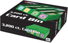 The BCW Card Bin is a premium version of the cardboard, 4-row Monster Box. Instead of corrugated cardboard, Card Bins are made from durable, acid-free plastic.
Card Bins have a pair of hinged lids that tuck under the bins when open. When closed, latches keep the lids shut and cards secure.
Card Bins are stackable with feet on the bottom that rest in the lid of the bin below it to prevent sliding.
The rows in the bins are notched along the top to hold removable partitions. Four Card Bin Partitions come with