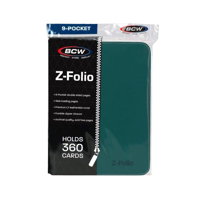 The BCW Zipper-Folio-LX will accommodate 360 cards and features a padded leatherette front and back cover with contrasting colored stitching and wrap around zipper. Side-loading pockets deter the cards from sliding out of place. It works great for sports cards, trading cards, and gaming cards and works with soft-sleeves, Deck Guards, and double-sleeved Deck Guards. Unlike a binder with removable pages, our premium, double-sided, archival safe polypropylene pages are welded into the album and will not harm t