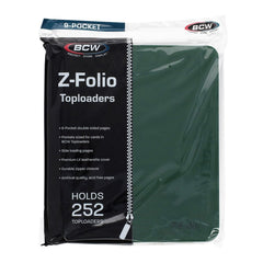 The BCW Z-Folio LX has 9-pocket pages sized to hold 252 toploaders. It works great for sports cards, trading cards, and gaming cards that have been inserted in 3x4, standard-thickness toploaders. The folio has a leatherette cover with stitched edges. A durable zipper ensures that cards will not fall out of your album. Unlike a binder with removable pages, our double-sided, archival-safe, polypropylene pages are welded into the album.