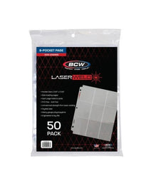 LaserWeld pages are a premium product that are head and shoulders above any other poly pages available on the market today. Use the 9 pocket page to protect, store, and display collectible trading cards like: baseball cards, basketball cards, football cards, Magic the Gathering, Pokemon, and others