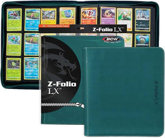 The BCW zipper-folio-lx will accommodate 480 cards and features a padded leatherette front and back cover with contrasting colored stitching and wrap around zipper. Side-loading pockets deter the cards from sliding out of place. The 12-pocket pages are ideal for arranging cards in playsets of four. It works great for sports cards, trading cards, and gaming cards and works with soft-sleeves, deck guards, and double-sleeved deck guards. Our premium, double-sided, archival safe polypropylene pages will not har