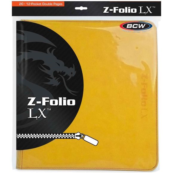 The BCW zipper-folio-lx will accommodate 480 cards and features a padded leatherette front and back cover with contrasting colored stitching and wrap around zipper. Side-loading pockets deter the cards from sliding out of place. The 12-pocket pages are ideal for arranging cards in playsets of four. It works great for sports cards, trading cards, and gaming cards and works with soft-sleeves, deck guards, and double-sleeved deck guards. Our premium, double-sided, archival safe polypropylene pages will not har