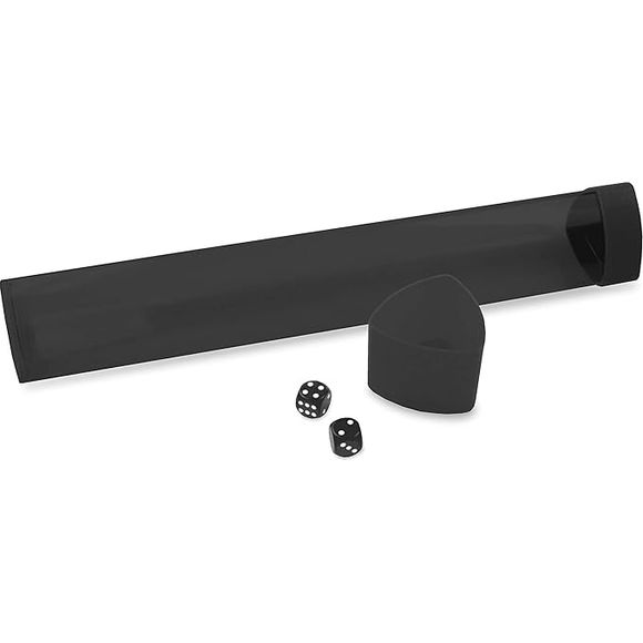 Includes two free 6-sided dice Tri-oval design won't roll off the table Oversized cap allows for dice storage Clear tube with black cap and dice Length: 14 3/8" BCW Playmat Tubes are made of durable plastic and feature a shape that won't just roll off the table. These tubes also include an extra, tall cap. The cap not only protects the end of the tube and prevents breakage from falls, but allows plenty of space for dice storage