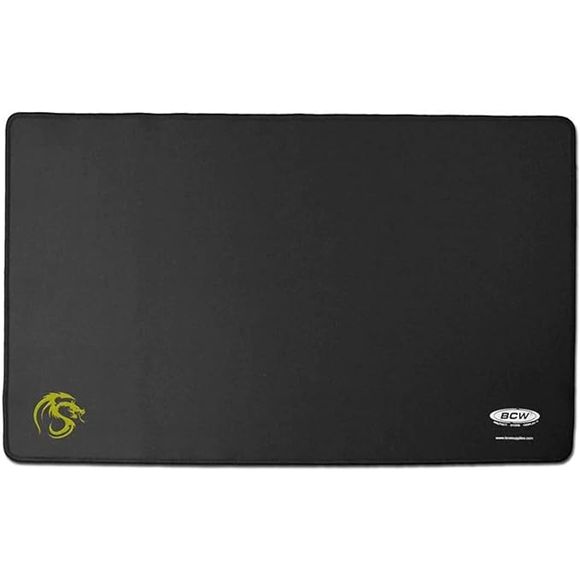 The new BCW Play mats measure 61 cm x 35 cm (approximately 24" x 13") and feature a stitched border to prevent fraying of the edges, are machine washable, and provide a smooth surface to protect your cards during game play.