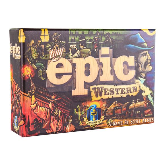 In Tiny Epic Western, you are the boss! Round up your posse, range the town, and even play poker in this rootin' - tootin' race to buy buildings and establish yourself as the meanest boss in the Wild West!

Poker meets worker-placement
Featuring bullet dice!
6-round game that features new thematic locations like: the Saloon, the Hideout, and even the Sheriff's Office.