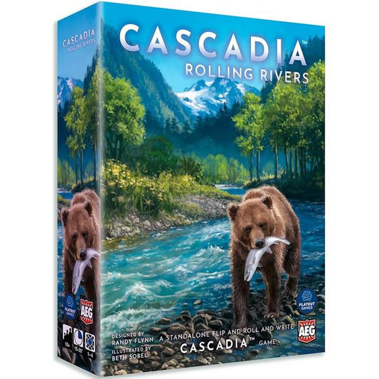 Cascadia: Rolling Rivers is a series of puzzly flip-and-roll-and-write games featuring the habitats and wildlife of the Pacific Northwest! Simultaneously roll dice, collect wildlife, and complete habitat cards to fill in different environments in Cascadia. Use special actions to manipulate your dice, and dynamic completion cards to unlock powerful combos! Play on one of four unique Environment Sheets, each with its own special gameplay elements. Create the most harmonious ecosystem to win! Cascadia: Rolling