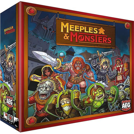 The peaceful city of Rowan is surrounded by dangerous monsters. It’s up to the citizens to fortify the city, train up warriors, clerics, knights, and mages, and defend Rowan in Meeples & Monsters! Meeples & Monsters is a big, beautiful bag-building engine builder by designer Ole Steiness (Champions of Midgard and more). Depth, replayability, beautiful components, and a splash of meeple humor will have you coming back for “just one more play” game night after game night! During a player’s turn, they draw mee