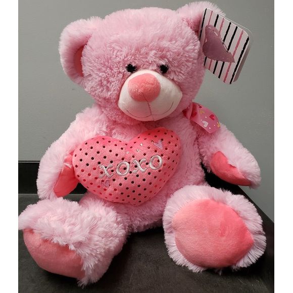 Kelly Toys Valentine's Day Stuffed Bear Holding Heart 15-inch | Galactic Toys & Collectibles