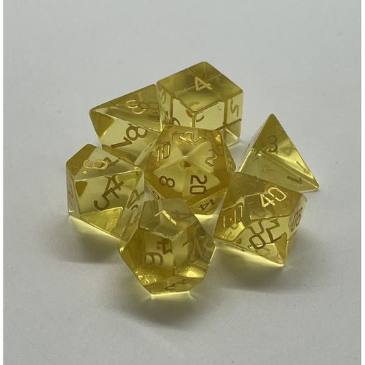Galactic Dice Premium Dice Sets - Yellow Crystal Set of 7 Dice with Tin